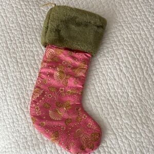 Festive Pink and Olive Green Holiday Stocking